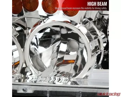 Spec-D Retro Style LED Tube Projector Headlights w/ LED Turn Signals (Chrome Housing/Clear Lens)  Toyota Tundra | Sequoia 2007-2017 - 2LHP-TUN07-G3-GO