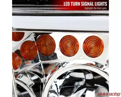 Spec-D Retro Style LED Tube Projector Headlights w/ LED Turn Signals (Chrome Housing/Clear Lens)  Toyota Tundra | Sequoia 2007-2017 - 2LHP-TUN07-G3-GO