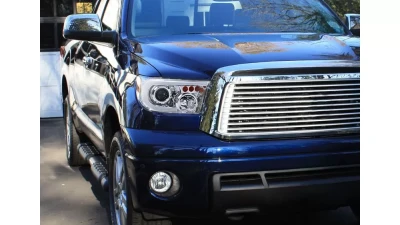 Spec-D Retro Style LED Tube Projector Headlights w/ LED Turn Signals (Chrome Housing/Clear Lens)  Toyota Tundra | Sequoia 2007-2017                                     - 2LHP-TUN07-G3-GO - Image 10