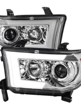 Spec-D Switchback Sequential LED C-Bar Projector Headlights (Chrome Housing/Clear Lens) Toyota Tundra | Sequoia 2007-2017                                     - 2LHP-TUN07-SQ-RS - Image 9
