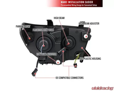 Spec-D Switchback Sequential LED C-Bar Projector Headlights (Chrome Housing/Clear Lens) Toyota Tundra | Sequoia 2007-2017 - 2LHP-TUN07-SQ-RS