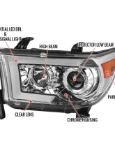 Spec-D Switchback Sequential LED C-Bar Projector Headlights (Chrome Housing/Clear Lens) Toyota Tundra | Sequoia 2007-2017                                     - 2LHP-TUN07-SQ-RS - Image 7