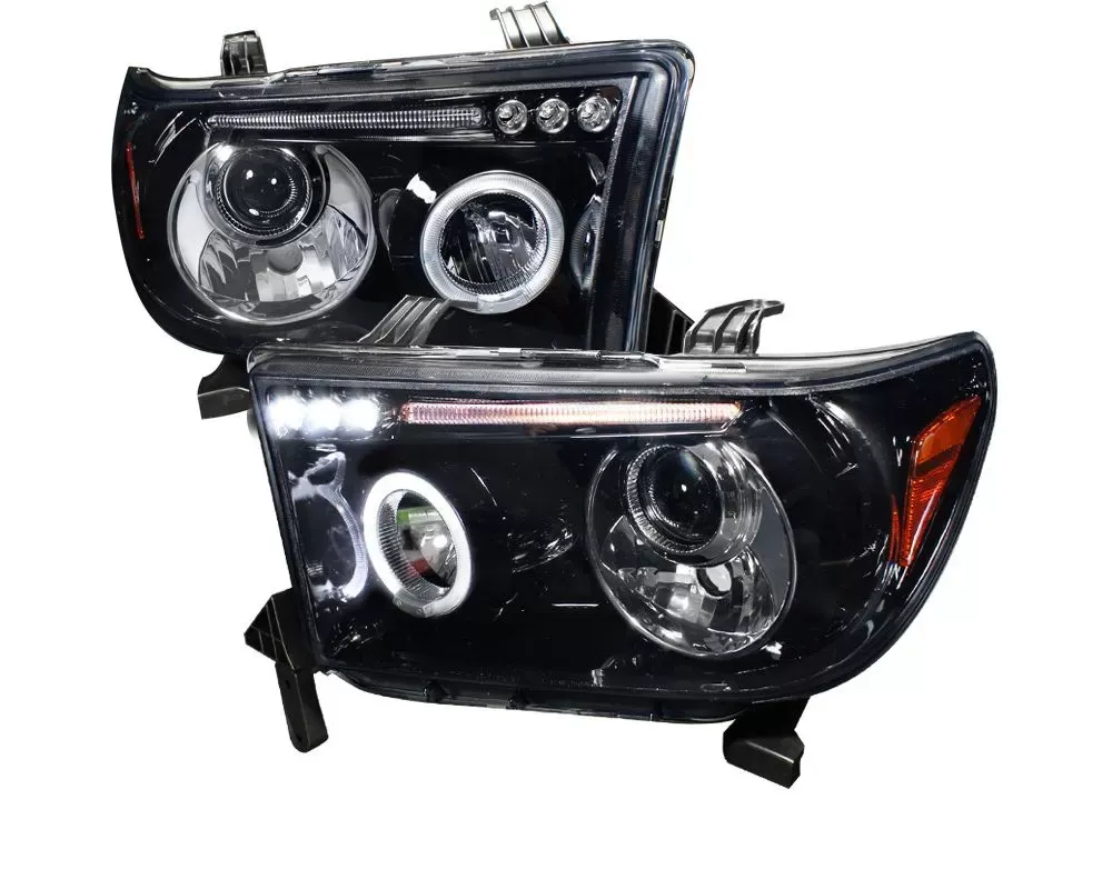 Spec-D Dual Halo Projector Headlights w/ LED Accent Lights (Chrome Housing/Clear Lens) Toyota Sequoia | Tundra 2007-2017 - 2LHP-TUN07G-TM