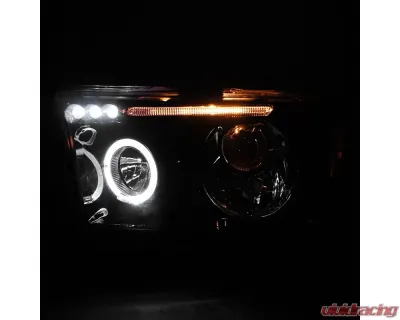 Spec-D Single Halo Projector Headlights (Glossy Black Housing/Smoked Lens) Toyota Tundra | Sequoia 2007-2017 - 2LHP-TUN07G-TM