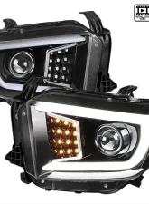 Spec-D LED C-Bar Projector Headlights w/ Sequential Turn Signal Lights (Jet Black Housing/Clear Lens) Toyota Tundra 2014-2021                                     - 2LHP-TUN14BK-SQ-TM - Image 10