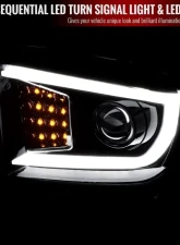 Spec-D LED C-Bar Projector Headlights w/ Sequential Turn Signal Lights (Jet Black Housing/Clear Lens) Toyota Tundra 2014-2021                                     - 2LHP-TUN14BK-SQ-TM - Image 3