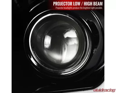 Spec-D LED C-Bar Projector Headlights w/ Sequential Turn Signal Lights (Jet Black Housing/Clear Lens) Toyota Tundra 2014-2021 - 2LHP-TUN14BK-SQ-TM