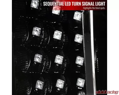 Spec-D LED C-Bar Projector Headlights w/ Sequential Turn Signal Lights (Jet Black Housing/Clear Lens) Toyota Tundra 2014-2021 - 2LHP-TUN14BK-SQ-TM