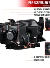 Spec-D LED C-Bar Projector Headlights w/ Sequential Turn Signal Lights (Jet Black Housing/Clear Lens) Toyota Tundra 2014-2021                                     - 2LHP-TUN14BK-SQ-TM - Image 9