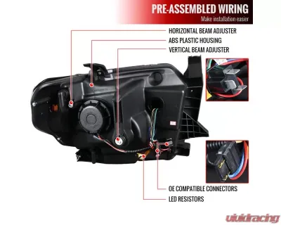 Spec-D LED C-Bar Projector Headlights w/ Sequential Turn Signal Lights (Jet Black Housing/Clear Lens) Toyota Tundra 2014-2021 - 2LHP-TUN14BK-SQ-TM