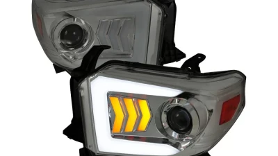 Spec-D LED C-Bar Projector Headlights w/ Sequential Arrow Turn Signals (Chrome Housing/Smoked Lens) Toyota Tundra 2014-2021                                     - 2LHP-TUN14G-RS - Image 10