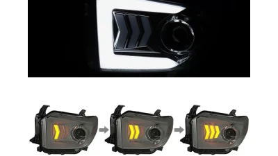 Spec-D LED C-Bar Projector Headlights w/ Sequential Arrow Turn Signals (Chrome Housing/Smoked Lens) Toyota Tundra 2014-2021                                     - 2LHP-TUN14G-RS - Image 2