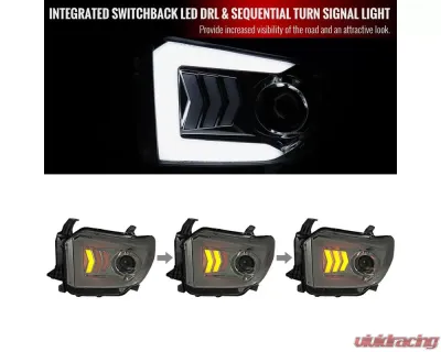 Spec-D LED C-Bar Projector Headlights w/ Sequential Arrow Turn Signals (Chrome Housing/Smoked Lens) Toyota Tundra 2014-2021 - 2LHP-TUN14G-RS