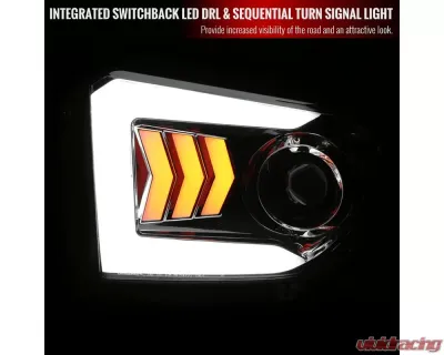 Spec-D LED C-Bar Projector Headlights w/ Sequential Arrow Turn Signals (Chrome Housing/Smoked Lens) Toyota Tundra 2014-2021 - 2LHP-TUN14G-RS