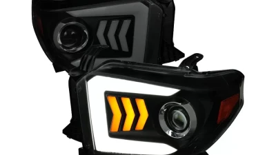 Spec-D LED C-Bar Projector Headlights w/ Sequential Arrow Turn Signals (Black Housing/Smoked Lens) Toyota Tundra 2014-2021                                     - 2LHP-TUN14SM-RS - Image 10