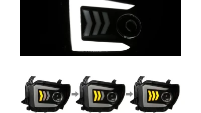 Spec-D LED C-Bar Projector Headlights w/ Sequential Arrow Turn Signals (Black Housing/Smoked Lens) Toyota Tundra 2014-2021                                     - 2LHP-TUN14SM-RS - Image 2