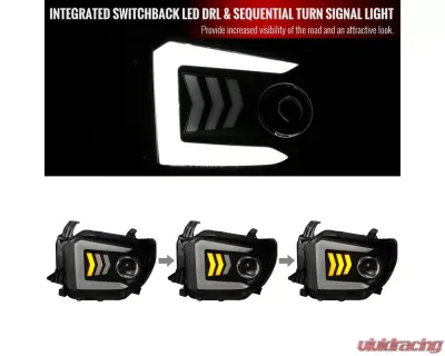 Spec-D LED C-Bar Projector Headlights w/ Sequential Arrow Turn Signals (Black Housing/Smoked Lens) Toyota Tundra 2014-2021 - 2LHP-TUN14SM-RS