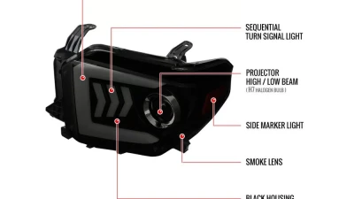 Spec-D LED C-Bar Projector Headlights w/ Sequential Arrow Turn Signals (Black Housing/Smoked Lens) Toyota Tundra 2014-2021                                     - 2LHP-TUN14SM-RS - Image 10