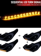 Spec-D LED Bar Projector Headlights w/ Sequential Turn Signal Lights (Glossy Black Housing/Smoked Lens) Hyundai Veloster 2012-2017                                     - 2LHP-VEL12G-TM - Image 2