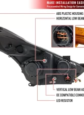 Spec-D LED Bar Projector Headlights w/ Sequential Turn Signal Lights (Glossy Black Housing/Smoked Lens) Hyundai Veloster 2012-2017                                     - 2LHP-VEL12G-TM - Image 9