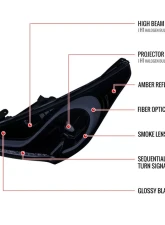 Spec-D LED Bar Projector Headlights w/ Sequential Turn Signal Lights (Glossy Black Housing/Smoked Lens) Hyundai Veloster 2012-2017                                     - 2LHP-VEL12G-TM - Image 10