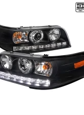 Spec-D Projector Headlights w/ LED Light Strip (Matte Black Housing/Clear Lens) Ford Crown Victoria 1998-2011                                     - 2LHP-VIC98JM-TM - Image 10