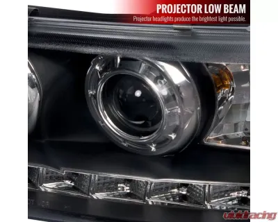 Spec-D Projector Headlights w/ LED Light Strip (Matte Black Housing/Clear Lens) Ford Crown Victoria 1998-2011 - 2LHP-VIC98JM-TM