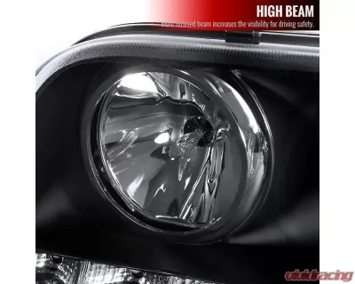 Spec-D Projector Headlights w/ LED Light Strip (Matte Black Housing/Clear Lens) Ford Crown Victoria 1998-2011 - 2LHP-VIC98JM-TM