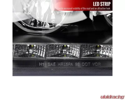 Spec-D Projector Headlights w/ LED Light Strip (Matte Black Housing/Clear Lens) Ford Crown Victoria 1998-2011 - 2LHP-VIC98JM-TM