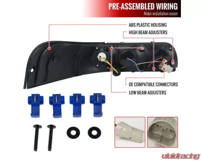 Spec-D Projector Headlights w/ LED Light Strip (Matte Black Housing/Clear Lens) Ford Crown Victoria 1998-2011 - 2LHP-VIC98JM-TM