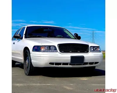 Spec-D Projector Headlights w/ LED Light Strip (Matte Black Housing/Clear Lens) Ford Crown Victoria 1998-2011 - 2LHP-VIC98JM-TM