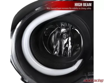 Spec-D Projector Headlights w/ LED Bar (Matte Black Housing/Clear Lens) Subaru Impreza | Outback | WRX | STI 2004-2005 - 2LHP-WRX05JM-G2-TM