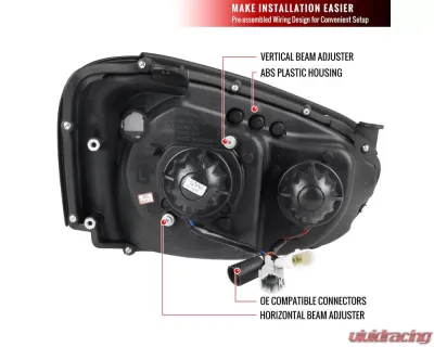 Spec-D Projector Headlights w/ LED Bar (Matte Black Housing/Clear Lens) Subaru Impreza | Outback | WRX | STI 2004-2005 - 2LHP-WRX05JM-G2-TM