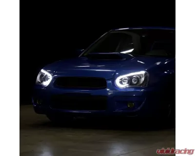 Spec-D Projector Headlights w/ LED Bar (Matte Black Housing/Clear Lens) Subaru Impreza | Outback | WRX | STI 2004-2005 - 2LHP-WRX05JM-G2-TM