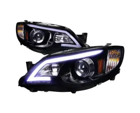 Spec-D Projector Headlights w/ LED DRL Strips (Glossy Black Housing/Smoke Lens) Subaru WRX | Outback 2008-2014