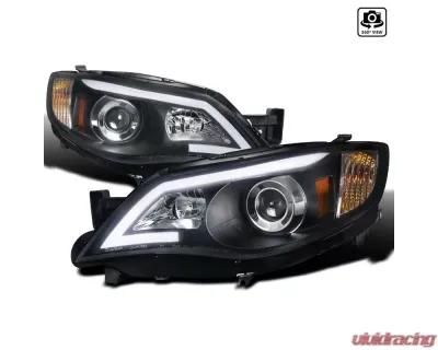 Spec-D LED Bar Projector Headlights (Matte Black Housing/Clear Lens) Subaru Outback | WRX 2008-2014 - 2LHP-WRX08JM-TM