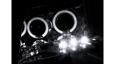 Spec-D Dual Halo Projector Headlights (Chrome Housing/Clear Lens) Nissan Xterra 2005-2015                                     - 2LHP-XTE05-TM - Image 2