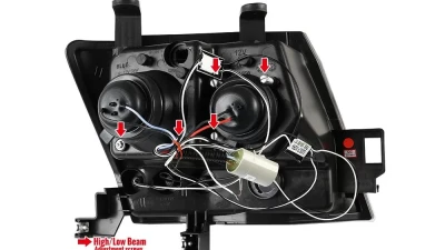 Spec-D Dual Halo Projector Headlights (Glossy Black Housing/Smoked Lens) Nissan Xterra 2005-2015                                     - 2LHP-XTE05G-TM - Image 9