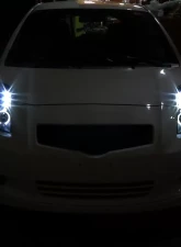 Spec-D Dual Halo Projector Headlights (Matte Black Housing/Clear Lens) Toyota Yaris 2006-2008                                     - 2LHP-YAR063JM-TM - Image 4