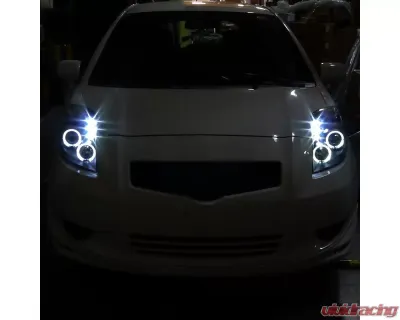 Spec-D Dual Halo Projector Headlights (Matte Black Housing/Clear Lens) Toyota Yaris 2006-2008 - 2LHP-YAR063JM-TM