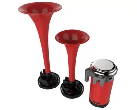 Spec-D Red ABS 12V Air Horn x2 w/ Compressor