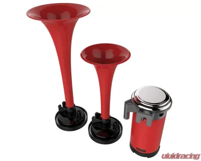 Spec-D Red ABS 12V Air Horn x2 w/ Compressor - AH-602