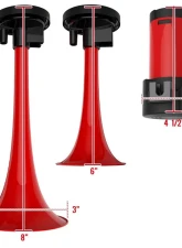 Spec-D Red ABS 12V Air Horn x2 w/ Compressor                                     - AH-602 - Image 2