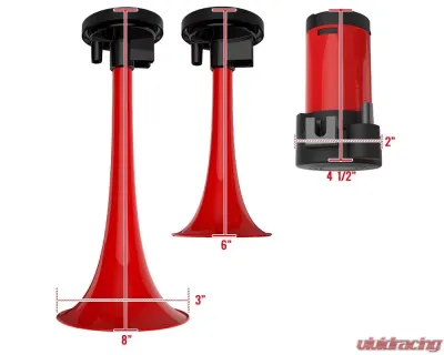 Spec-D Red ABS 12V Air Horn x2 w/ Compressor - AH-602