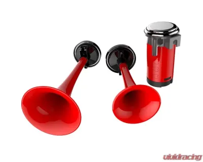 Spec-D Red ABS 12V Air Horn x2 w/ Compressor - AH-602