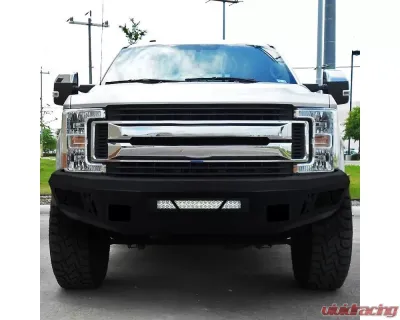 Spec-D Black Heavy Duty Steel Front Bumper w/ LED Light Ports Ford F-250 | F-350 2017-2021 - BBF-F25017BK-A-WB