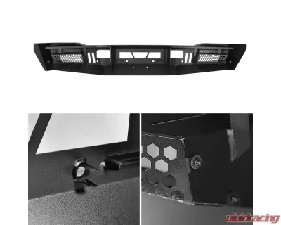 Spec-D Black Heavy Duty Steel Front Bumper w/ LED Light Ports Dodge RAM 2500 | 3500 2010-2018 - BBF-RAM1025BK-A-WB