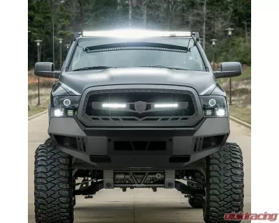 Spec-D Black Heavy Duty Steel Front Bumper w/ LED Light Ports & Sensor Holes Dodge RAM 1500 2013-2021 - BBF-RAM1315BK-A-WB