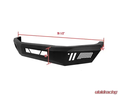 Spec-D Black Heavy Duty Steel Front Bumper w/ LED Light Ports Toyota Tundra 2014-2021 - BBF-TUN14BK-A-WB