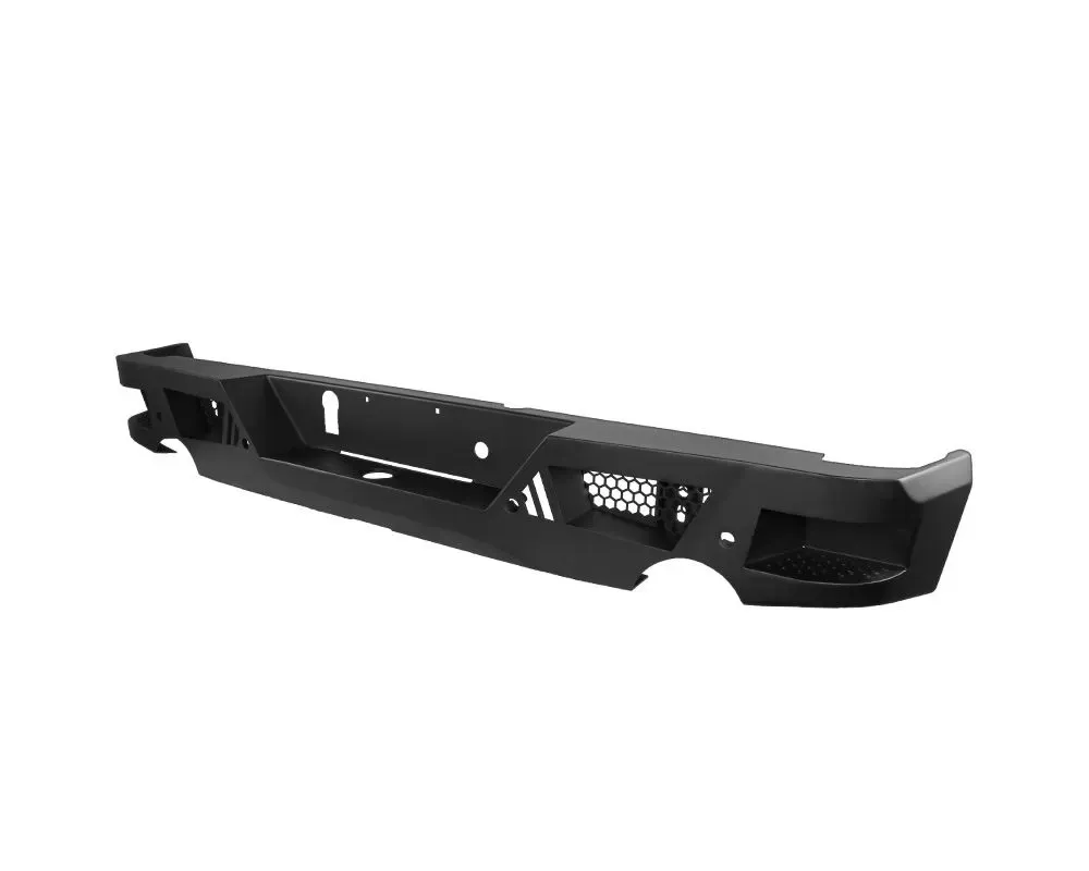 Spec-D Black Heavy Duty Steel Rear Step Bumper w/ License Lamp Dodge RAM 2009-2021 - BBR-RAM0915BK-A-WB